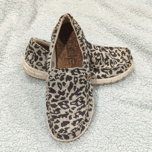 Hey Dude Woven Cheetah Gray Slip-Ons